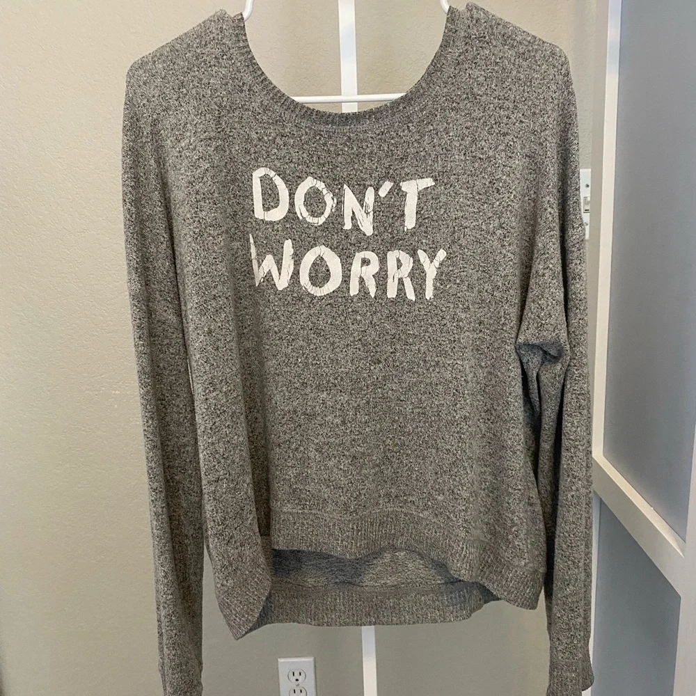 Abercrombie & Fitch Don’t Worry Crewneck Sweater - Picture 1 of 6